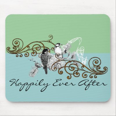 Vintage Love Birds Wedding Invitation Mousepads by samack