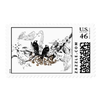 Vintage Love Birds Wedding Invitation stamp