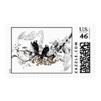 Vintage Love Birds Wedding Invitation Stamps