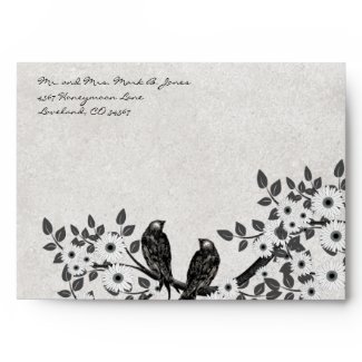 Vintage Love Birds White Flower Branch Envelopes envelope