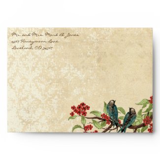 Vintage Love Birds White Flower Branch Envelopes envelope