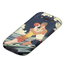 Vintage Love in the Surf; Romantic Kiss by Beach Galaxy S3 Case