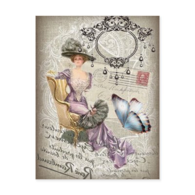 vintage love letter Vintage Paris Lady Fashion Post Cards