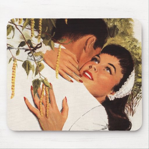 Vintage Love Romance, Couple in a Loving Embrace Mouse Pad