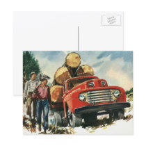 Vintage Lumberjacks with Logging Truck Post Card
