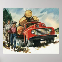 Vintage Lumberjacks with Logging Truck Print