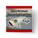 Vintage Lure Merry Christmas Button