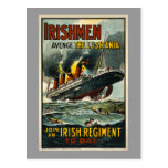 Vintage Lusitania Irishmen Avenge! Postcard
