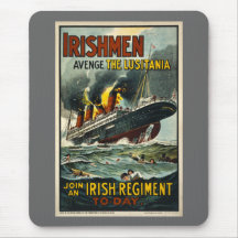 Vintage Lusitania Poster  (Irish Recruiting) Mouse Pads