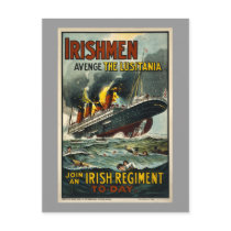 Vintage Lusitania Poster  (Irish Recruiting) postcards