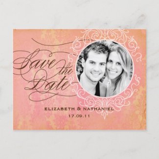 Vintage Luxe Photo Save the Date postcard