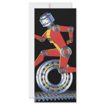 Vintage Machine Man Robot Running Custom Rack Card