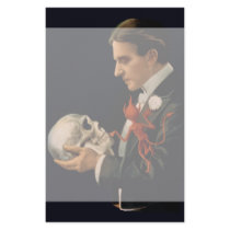 Vintage Magician Thurston holding a Human Skull Stationery Design