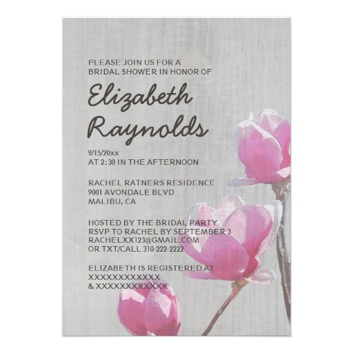 Vintage Magnolia Bridal Shower Invitations