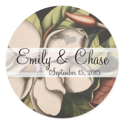 Vintage Magnolia Wedding Stickers