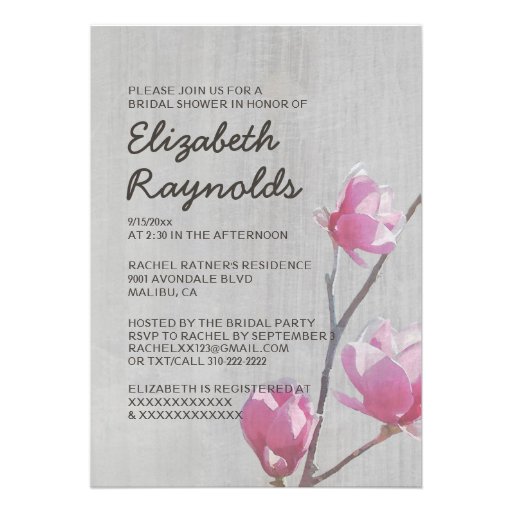 Vintage Magnolias Bridal Shower Invitations