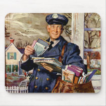 Vintage Mailman Delivering Letters Mouse Pads