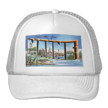 Vintage Maine Postcard Trucker Hats
