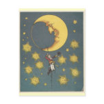 Vintage Man Hanging From the Moon postcards