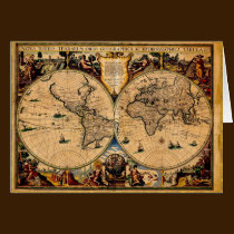 Vintage Map Nova totius terrarum 1625 cards