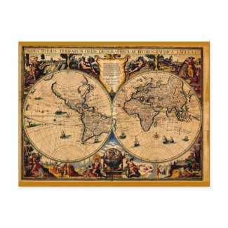Vintage Map Nova totius terrarum 1625 Post Cards