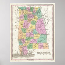 Vintage Map of Alabama (1827) Posters