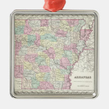 Vintage Map of Arkansas (1855) Christmas Ornament