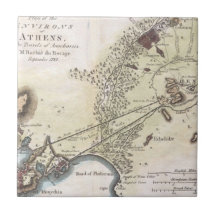 Vintage Map of Athens (1784) Tile