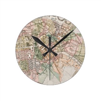 Vintage Map of Berlin (1811) Round Clock