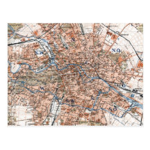 Vintage Map of Berlin Germany (1894) Post Card