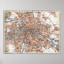 Vintage Map of Berlin Germany (1894) Print