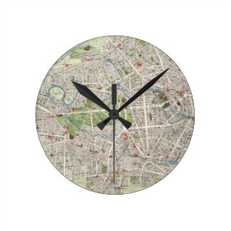 Vintage Map of Berlin Germany (1905) Round Clock