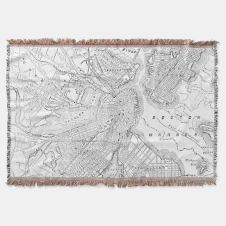 Vintage Map of Boston (1878) Throw Blanket