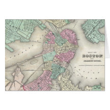 Vintage Map of Boston Harbor (1857) Cards