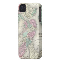 Vintage Map of Boston Harbor (1857) iPhone 4 Case-Mate Cases