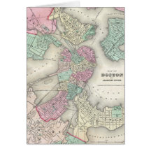 Vintage Map of Boston Harbor (1857) Greeting Card