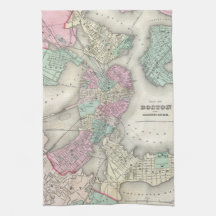 Vintage Map of Boston Harbor (1857) Hand Towels