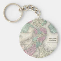 Vintage Map of Boston Harbor (1857) Keychain