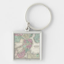 Vintage Map of Boston Harbor (1857) Keychains