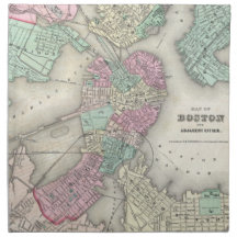 Vintage Map of Boston Harbor (1857) Cloth Napkins