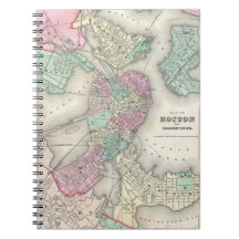 Vintage Map of Boston Harbor (1857) Note Book