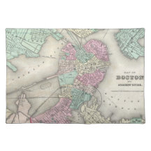 Vintage Map of Boston Harbor (1857) Place Mat