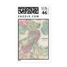Vintage Map of Boston Harbor (1857) Postage Stamp