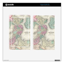 Vintage Map of Boston Harbor (1857) Decal For Kindle Fire