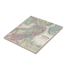Vintage Map of Boston Harbor (1857) Ceramic Tiles