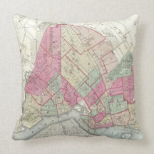 Vintage Map of Brookyln (1868) Throw Pillow