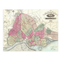 Vintage Map of Brookyln (1868) Post Card