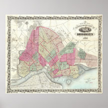 Vintage Map of Brookyln (1868) Print