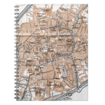 Vintage Map of Bruges (1905) Spiral Notebook