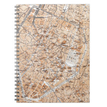 Vintage Map of Brussels (1905) Spiral Notebook